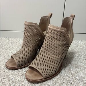 Vince Camuto Tan Peep-Toe Ankle Boots